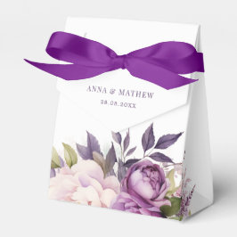 Dusty Lila Lavender Blommigt Boho monogram bröllop Presentaskar