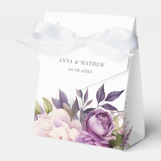 Dusty Lila Lavender Blommigt Boho monogram bröllop Presentaskar (Framsidan Sidan)
