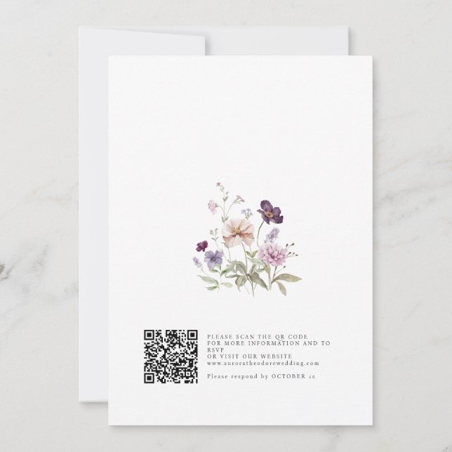 Dusty Lila Lavender WildblomGarden Wedding Inbjudningar (Baksida)