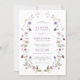 Dusty Lila Lavender WildblomGarden Wedding Inbjudningar