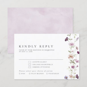 Dusty Lila Lavender WildblomGarden Wedding OSA Kort