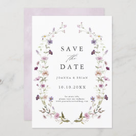Dusty Lila Lavender WildblomGarden Wedding Spara Datumet