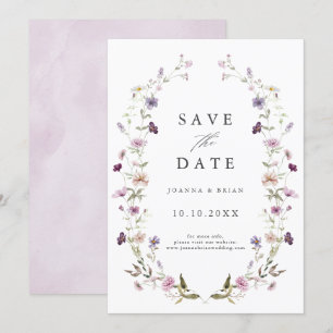 Dusty Lila Lavender WildblomGarden Wedding Spara Datumet