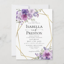 Dusty Lila Lilac Mauve Gold Foil Blommigt Bröllop