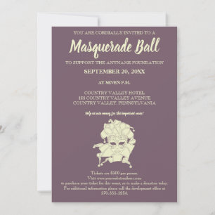 Dusty Lila MasqueraBoll Fundraiser Gala Invit Inbjudningar