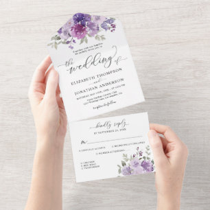 Dusty Lila Mauve Blommigt Bröllop Information OSA