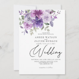 Dusty Lila Mauve Lilac Blommigt Garden Wedding Inbjudningar