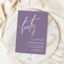 Dusty Lila Minimalist 40:e födelsedagsinbjudan Inbjudningar