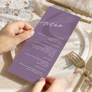 Dusty Lila Minimalist Bröllop Menu Meny
