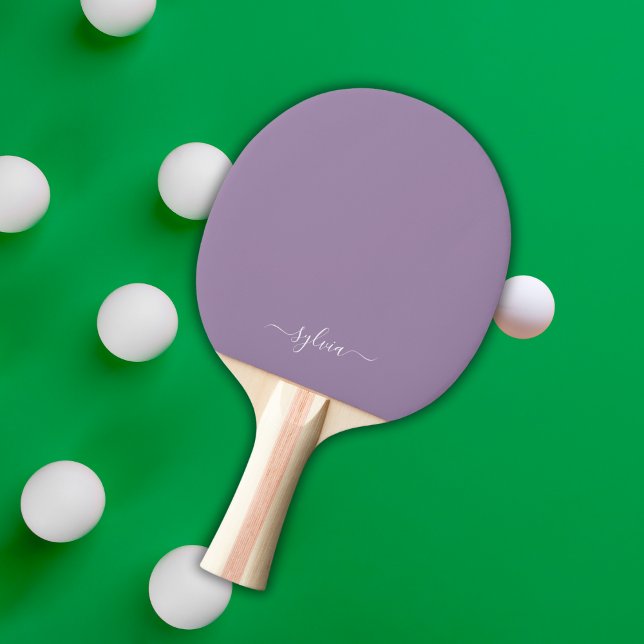 Dusty Lila Modern Girly Monogram Namn Pingisracket (Dusty Purple Monogram Ping Pong Paddle)