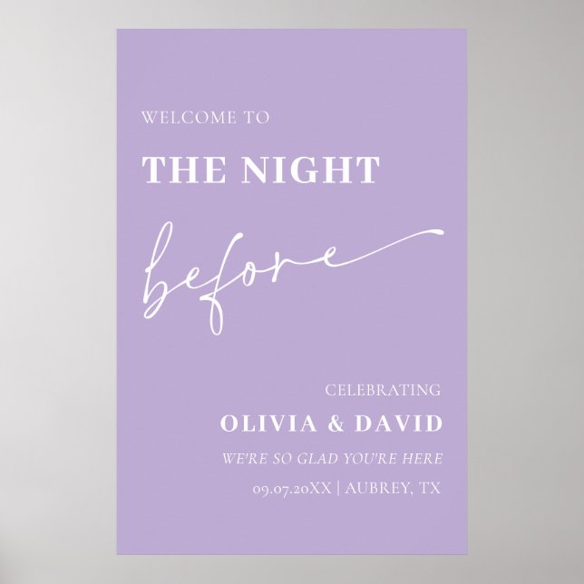 Dusty Lila natten före repetitionsskylt Poster (Framsidan)