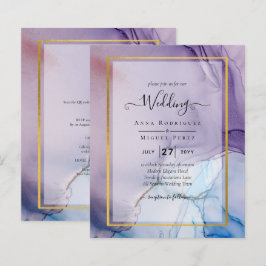 Dusty Lila Navy Blue Guld BLÄCK Wedding INVITE