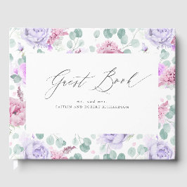 Dusty Lila och Rosa Blommigt Elegant bröllop Gästböcker