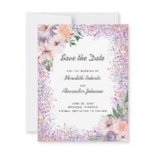 Dusty Lila Peach Blommigt QR-kod Spara datum