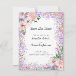Dusty Lila Peach Blommigt QR-kod Spara datum Meddelande