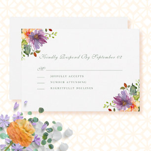 Dusty Lila Peach Watercolor Blommigt Bröllop OSA