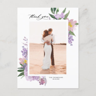 Dusty Lila Peonies Photo Bröllop Tack Vykort