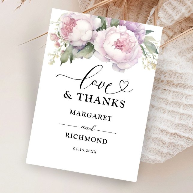 Dusty Lila Peony Blommigt Bröllop Tack (Skapare uppladdad)