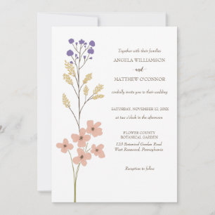 Dusty Lila, Perfekt Simple Blommigt Bröllop Inbjudningar