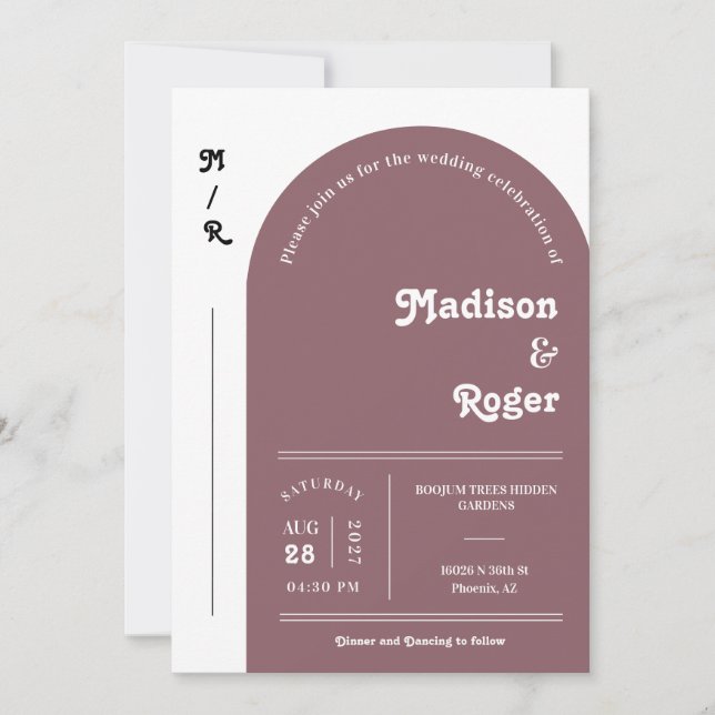 Dusty Lila Retro Arch Photo QR Code OSA Groovy Inbjudningar (Framsida)