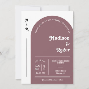 Dusty Lila Retro Arch Photo QR Code OSA Groovy Inbjudningar