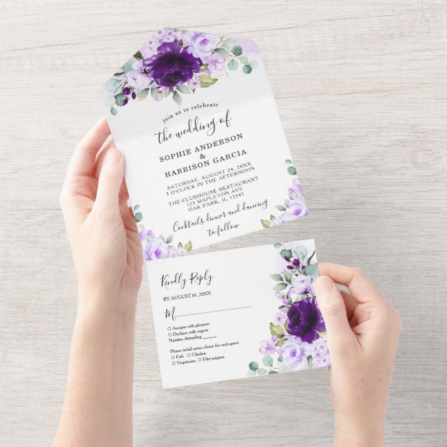 Dusty Lila Ro Lilac Flowers Rustic Bröllop All (Tearaway)