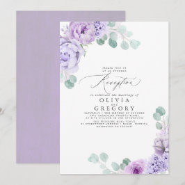 Dusty Lila Romantic Bröllop kvällsmottagning Inbjudningar