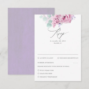 Dusty Lila Rosa Blommigt Bröllop OSA Kort