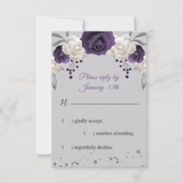 Dusty lila, vita blommor grått OSA kort