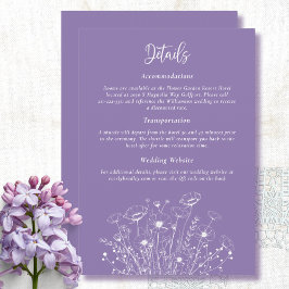 Dusty Lila White Script Blommigt - detaljbilaga Inbjudningar