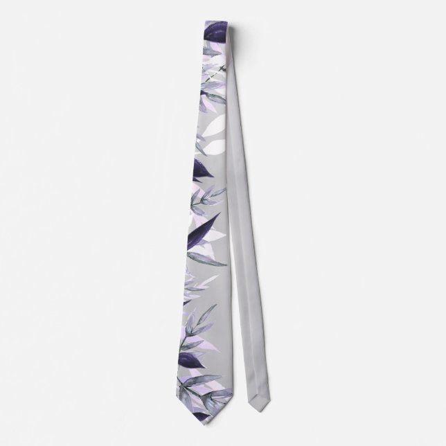 Dusty lilac Botanical Blommigt Bröllop Neck tie Slips (Framsida)
