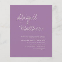 Dusty Lilac Lila Minimalist Handskrift Bröllop