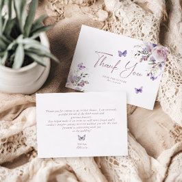 Dusty Mauve Blommigt Butterfly - tackkort Inbjudningar