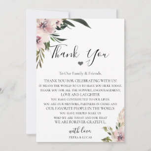 Dusty Mauve Blommigt Wedding Reception Tack Kort