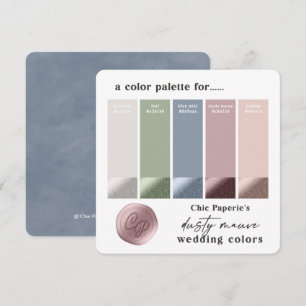 Dusty Mauve & Blue 2022 Bröllop Palette Card Inbjudningar