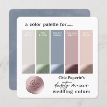 Dusty Mauve & Blue 2022 Bröllop Palette Card
