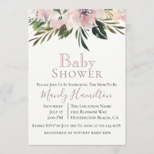 Dusty Mauve Botanical Baby Shower-inbjudan Inbjudningar
