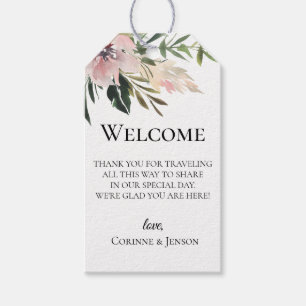 Dusty Mauve Botanical Bröllop Välkommen Bag Presentetikett
