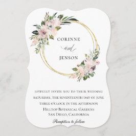 Dusty Mauve Botanical Guld Ring Bröllop Inbjudningar