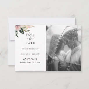 Dusty Mauve Botanical Photo Save Date Meddelande