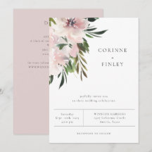 Dusty Mauve Botanical Wedding bjudande