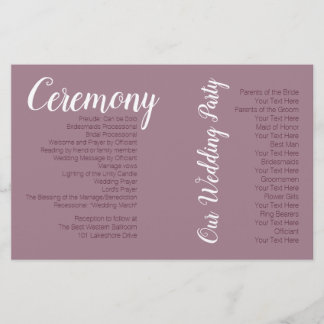 Dusty Mauve Bröllop Photo Ceremony Program