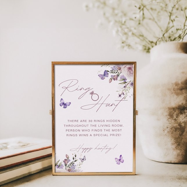 Dusty Mauve Fjäril Bröllopsdusch Ringjaktspel Poster (Skapare uppladdad)