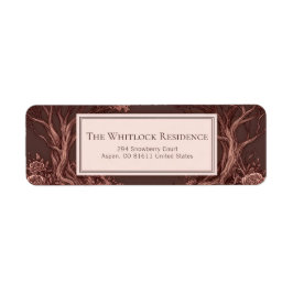 Dusty Mauve Gnarled Tree Engraved Rose Returadress Etikett