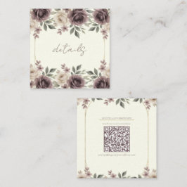 Dusty Mauve & Ivory Bloom Botanisk Bröllop Fyrkantigt Visitkort
