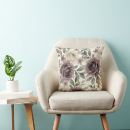 Dusty Mauve & Ivory Bloom Botanisk Bröllop Kudde