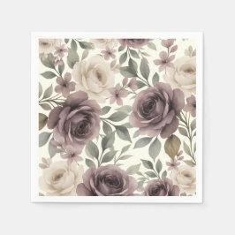Dusty Mauve & Ivory Bloom Botanisk Bröllopsdekor Pappersservett