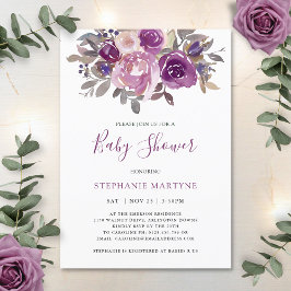 Dusty Mauve Lila  Botanical Baby Shower Inbjudningar