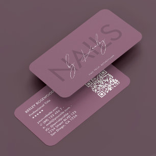 Dusty Mauve Nail Technician Manicurist Minimal Visitkort