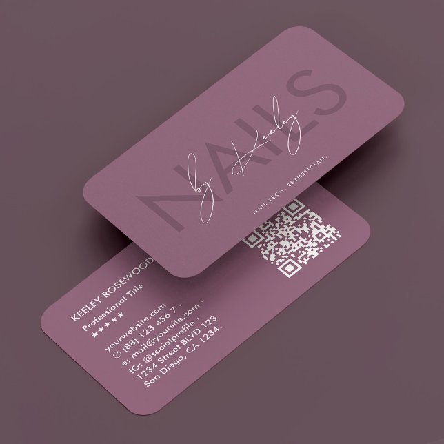 Dusty Mauve Nail Technician Manicurist Minimal Visitkort (Dusty Mauve Nail Technician Manicurist Minimal Business Card
)
